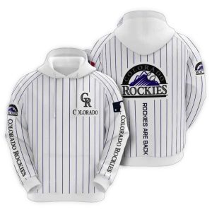 Colorado Rockies Logo Stripe White All-Over Print Hoodie For Fans
