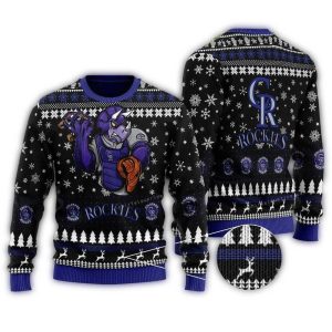 Colorado Rockies Christmas Ugly Sweater Featuring Mascot Design