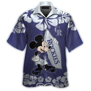 Mickey Mouse Colorado Rockies Surf Beach Hawaiian Shirt For Men