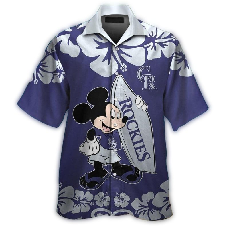 Colorado Rockies Mickey Mouse Surf Beach Hawaiian Shirt 1
