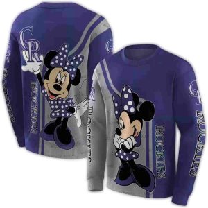Colorado Rockies Minnie Mouse All-Over Print Sweatshirt For Fans