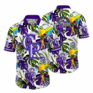 Colorado Rockies Parrot & Leafs Art Hawaiian Shirt For Fans