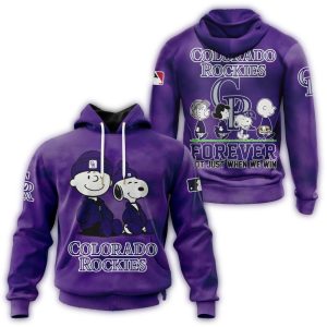 Colorado Rockies Peanuts Snoopy All-Over Print Hoodie For Fans