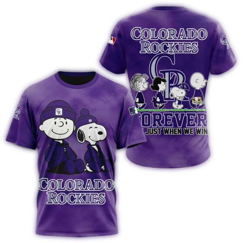 Colorado Rockies Peanuts and Snoopy AOP T Shirt 1