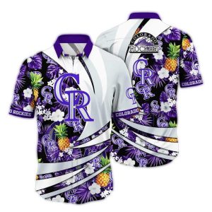 Colorado Rockies Tropical Hawaiian Shirt With Pineapple Floral Design