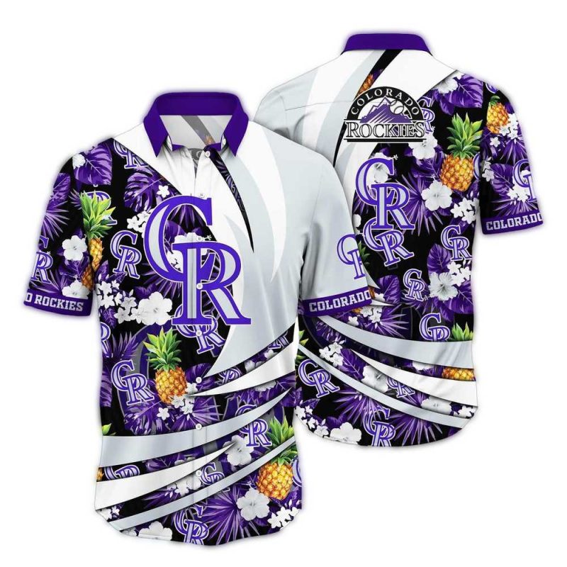 Colorado Rockies Pineapple Floral Pattern Tropical Hawaiian Shirt 1