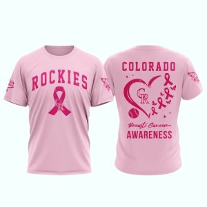 Colorado Rockies Pink Breast Cancer Awareness Graphic T-Shirt For Fans