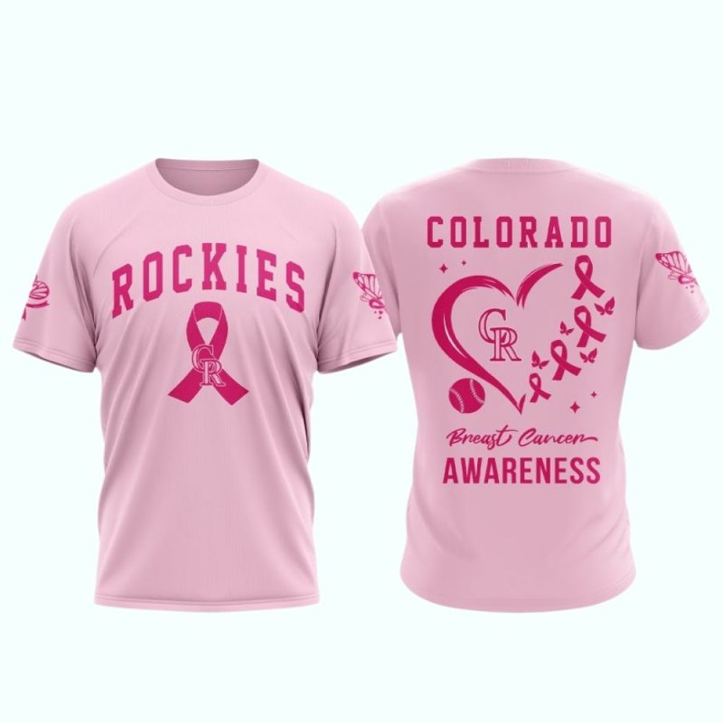 Colorado Rockies Pink Breast Cancer Awareness AOP T Shirt 1