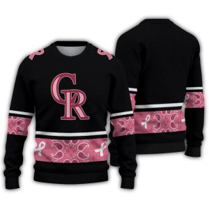 Colorado Rockies Pink Ribbon Black Ugly Sweater For Women