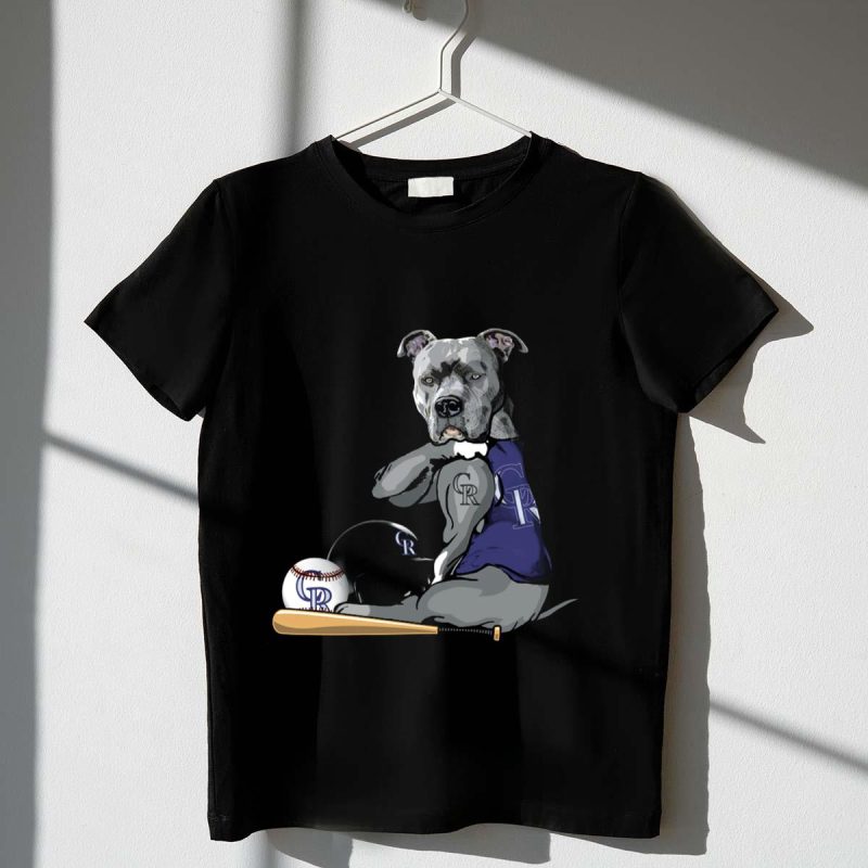Colorado Rockies Pit Bull Baseball Bat and Helmet T Shirt t shirt 1 1
