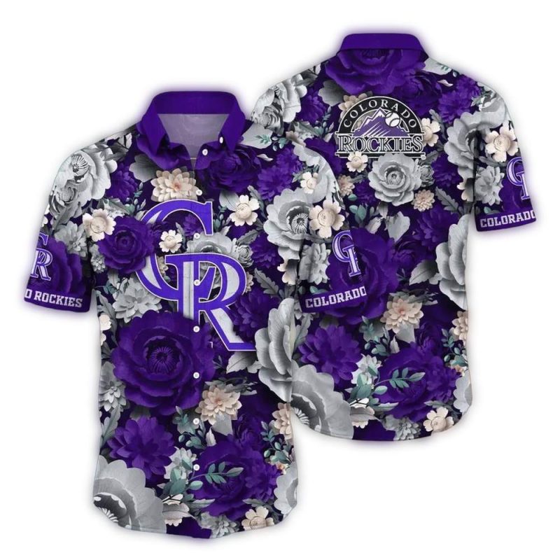 Colorado Rockies Purple Bloom Hawaiian Shirt 1