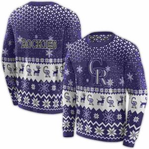 Colorado Rockies Reindeer Pattern All-Over Print Sweatshirt For Fans