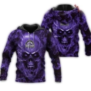 Colorado Rockies Skull Design All-Over Print Hoodie For Fans