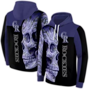 Skull Motif Colorado Rockies All Over Print Hoodie For Fans