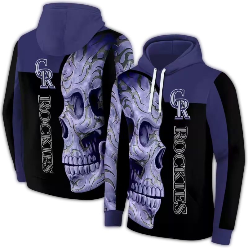 Colorado Rockies Skull Motif AOP Hoodie 1