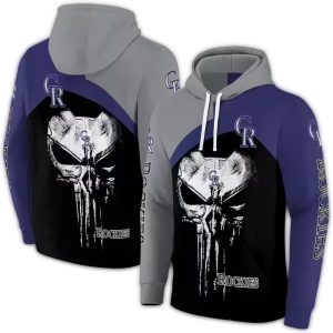 Skull Punisher Colorado Rockies All Over Print Hoodie For Fans