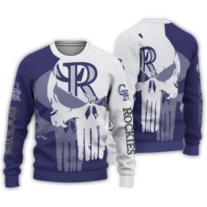 Colorado Rockies Skull Split Design Ugly Christmas Sweater