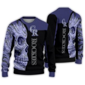 Colorado Rockies Skull Swirl Ugly Christmas Sweater For Fans