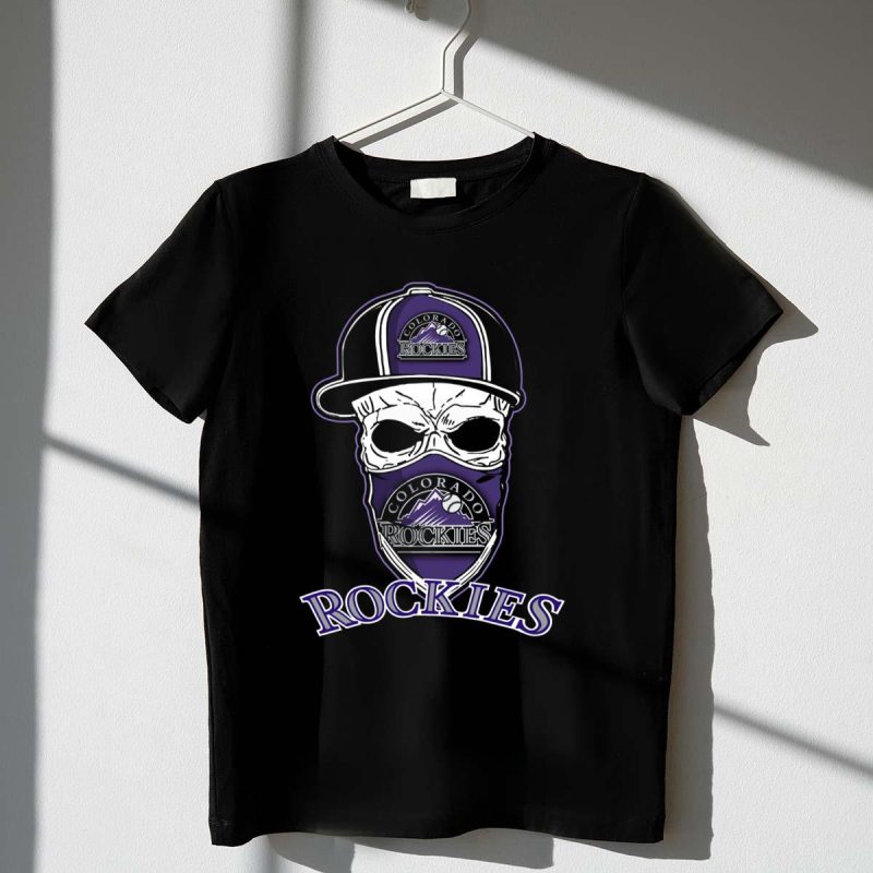 Colorado Rockies Skull with Hat and Bandana T Shirt t shirt 1 1