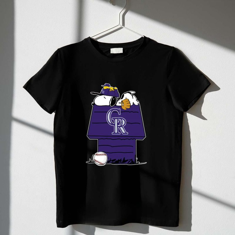 Colorado Rockies Snoopy And Woodstock Resting Together Shirt t shirt 1 1