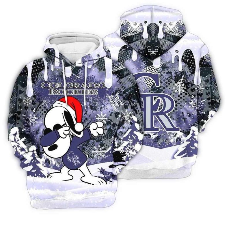 Colorado Rockies Snoopy Dabbing The Peanuts Christmas AOP Hoodie 1