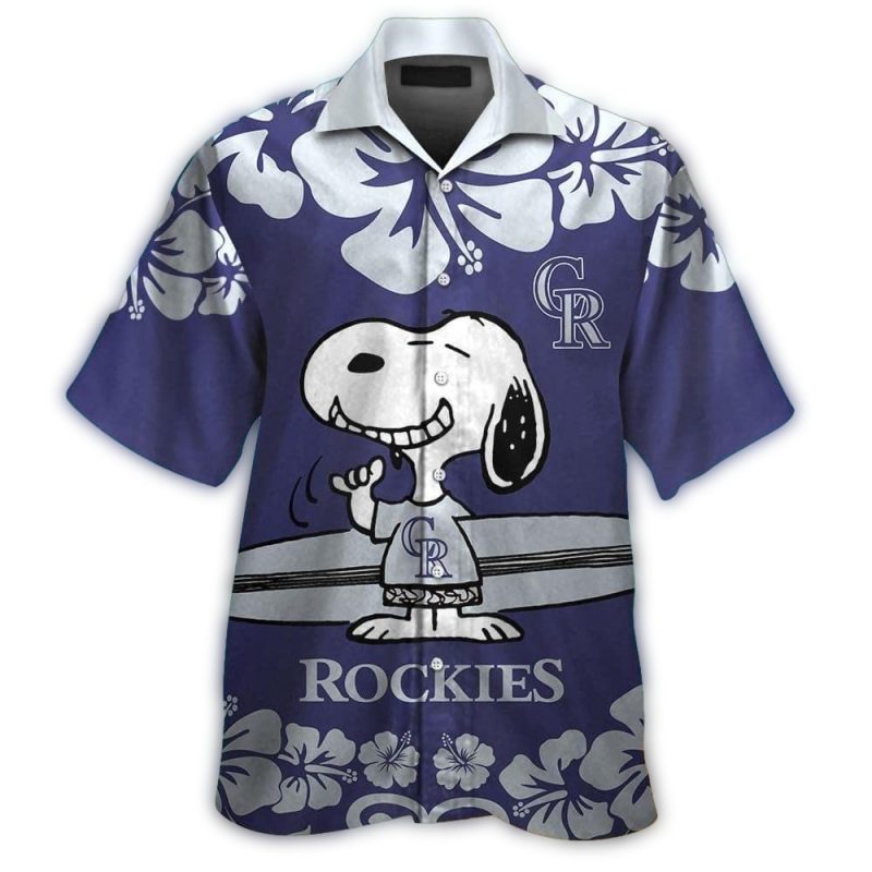 Colorado Rockies Snoopy Surf Flower Tropical Hawaiian Shirt 1