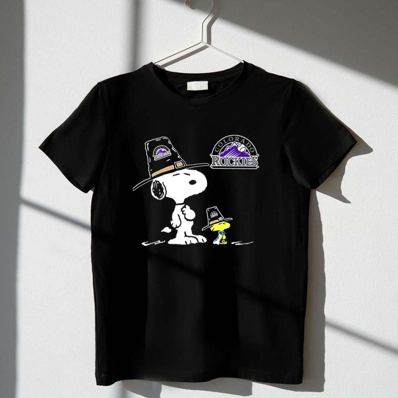 Colorado Rockies Snoopy Woodstock Pilgrim Hat T Shirt t shirt 1 1