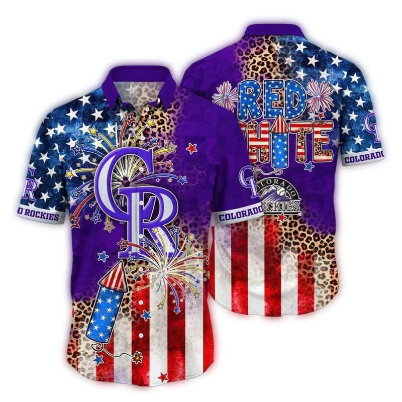 Colorado Rockies Star Spangled Fireworks Hawaiian Shirt 1