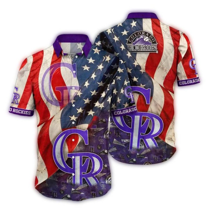 Colorado Rockies Stars and Stripes Hawaiian Shirt 1