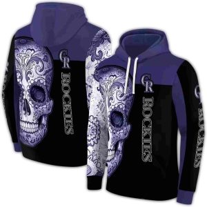 Colorado Rockies Sugar Skull All-Over Print Hoodie For Fans