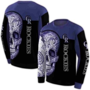 Colorado Rockies Sugar Skull All Over Print Sweatshirt For Fans