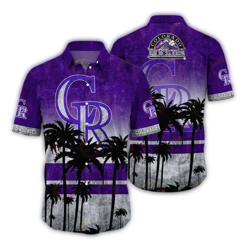 Colorado Rockies Sunset Palm Hawaiian Shirt 1
