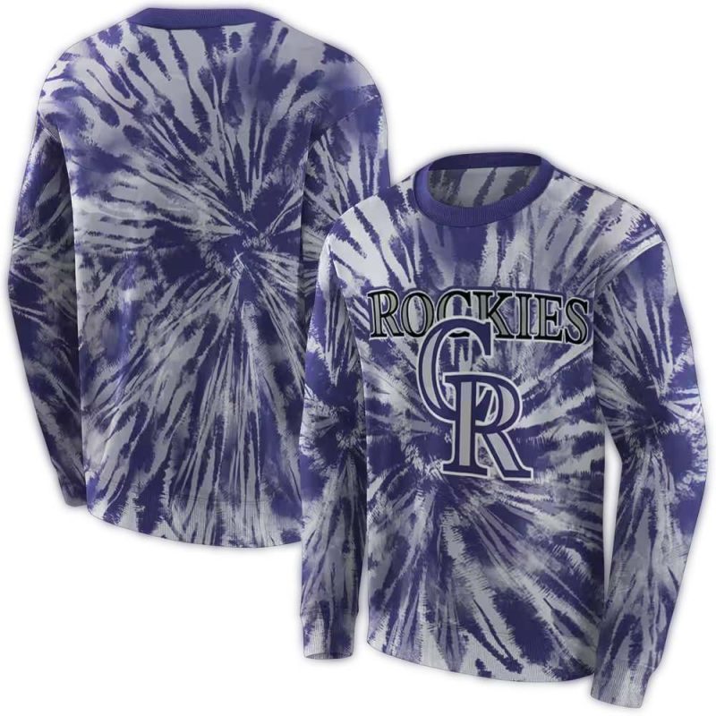 Colorado Rockies Tie Dye Pattern AOP Sweatshirt 1