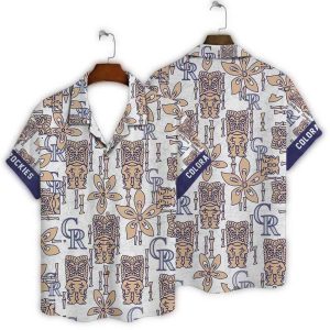 Colorado Rockies Floral Tiki Hawaiian Shirt - Tropical Baseball Style