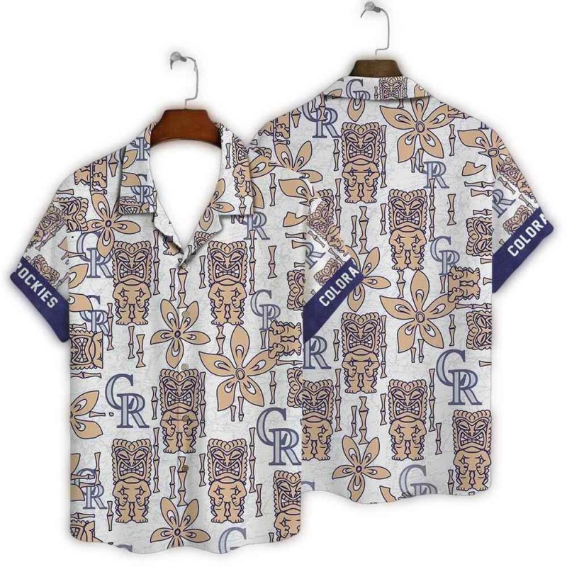 Colorado Rockies Tiki Floral Hawaiian Shirt 1
