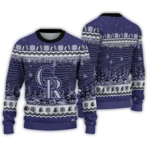 Colorado Rockies Tree Pattern Holiday Sweatshirt For Fans