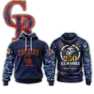 Colorado Rockies Usmc 250Th Birthday All-Over Print Hoodie For Fans