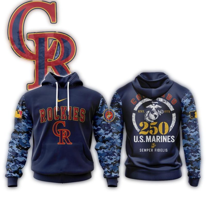 Colorado Rockies USMC 250th Birthday AOP Hoodie 1