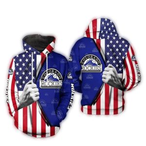 Colorado Rockies Us Flag Blood Inside Me All-Over Print Hoodie