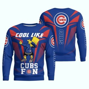 Cool Like Chicago Cubs Fan Bart Simpson Dab Ugly Sweater