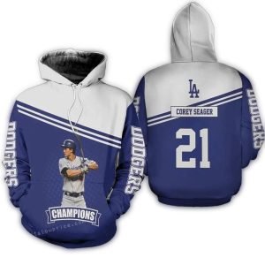 Corey Seager 21 Los Angeles Dodgers All-Over Print Hoodie for Fans