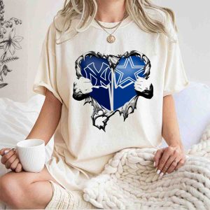 Heart Emblem T-Shirt With Hands Holding Cowboys And Yankees Design