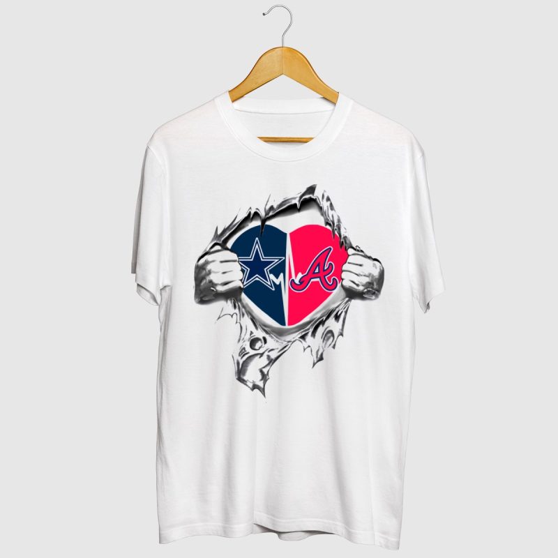 Heart Design T-Shirt For Cowboys And Braves Football & Baseball Fans - Image 2