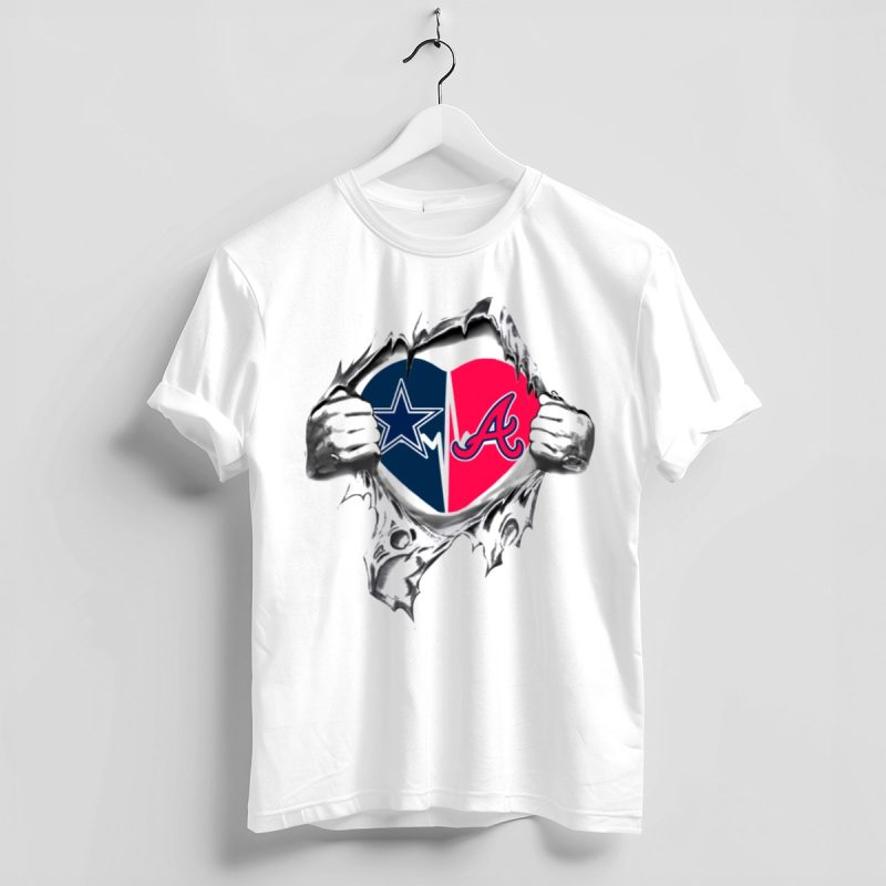 Heart Design T-Shirt For Cowboys And Braves Football & Baseball Fans - Image 4