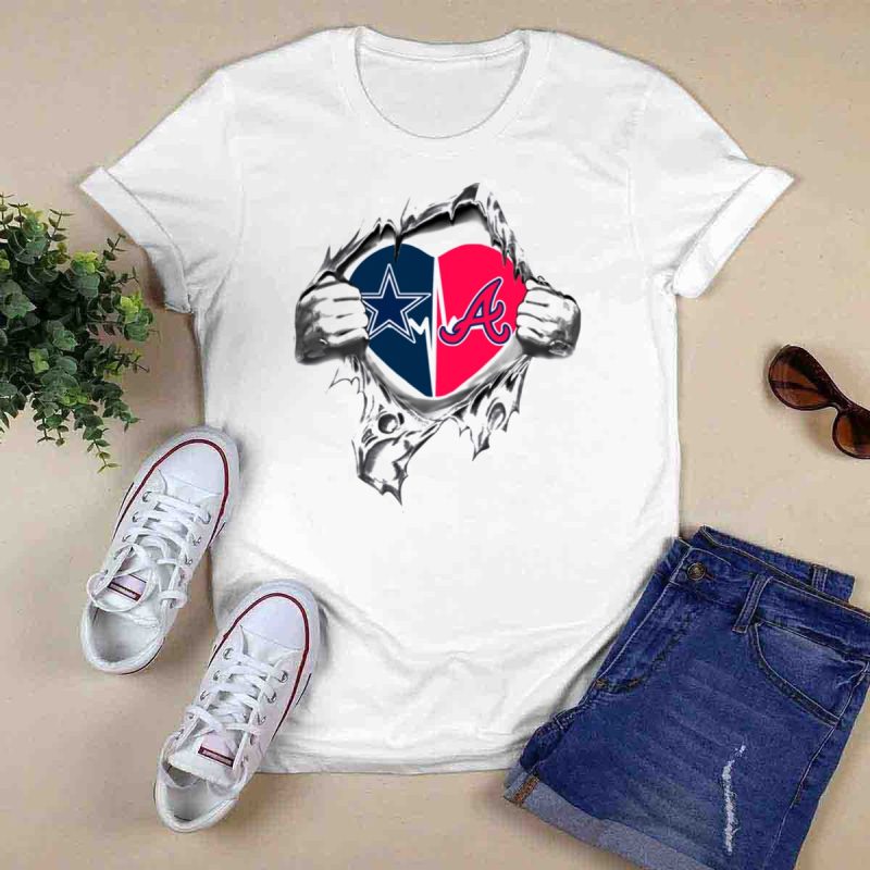 Heart Design T-Shirt For Cowboys And Braves Football & Baseball Fans - Image 6