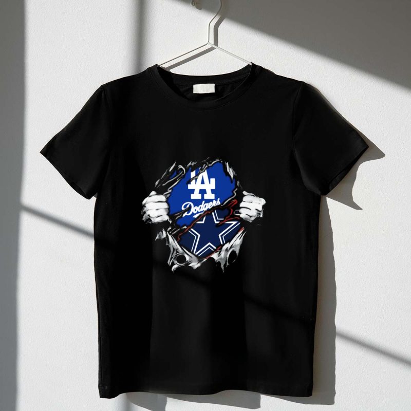 Cowboys LA Dodgers Fan Crossover T Shirt.jpeg t shirt 1 1