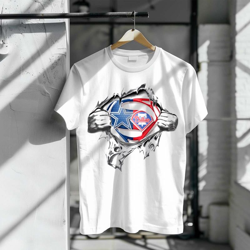 Superman Logo Mashup T-Shirt | Cowboys & Phillies Graphic Tee - Image 3