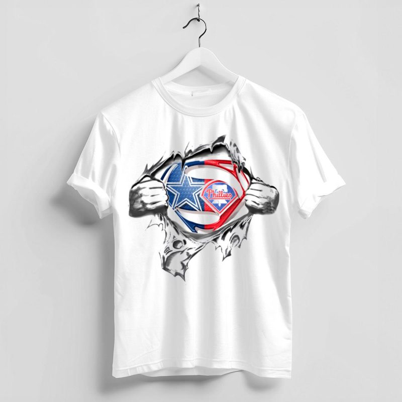 Superman Logo Mashup T-Shirt | Cowboys & Phillies Graphic Tee - Image 4