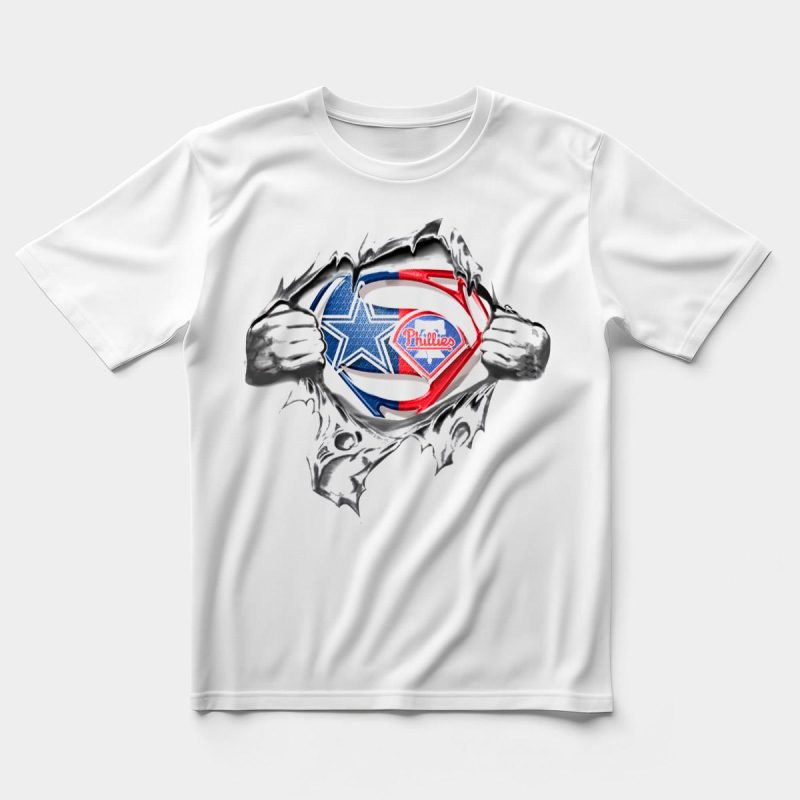 Superman Logo Mashup T-Shirt | Cowboys & Phillies Graphic Tee - Image 5