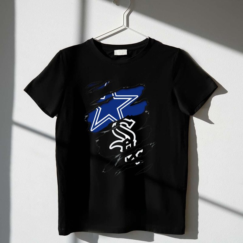 Cowboys Star and Chicago White Sox Logo Fusion T Shirt t shirt 1 1